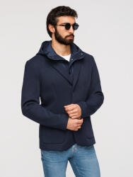 Ombre Clothing Мъжко структурирано яке с качулка и висок яка - тъмно синьо V3 M167 Ombre Clothing Ombre Clothing | Sin | МЪЖЕ | L