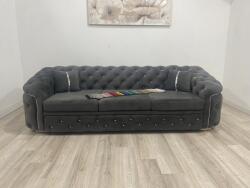 MobAmbient Canapea extensibilă stil Chesterfield, gri antracit - model DIVA Canapea