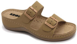 LEON 908 LEON Comfort női bőr papucs (LEON1012-bezs)