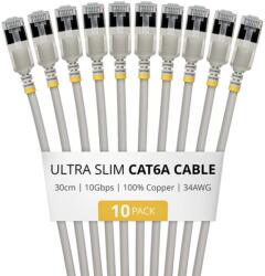StarTech UTP CAT6A Összekötő Szürke 30cm 10 db 6ASTP34GRS30CM10PK (6ASTP34GRS30CM10PK)