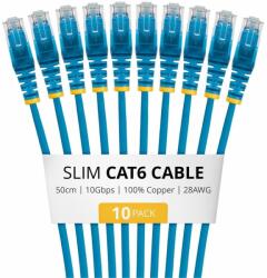StarTech UTP CAT6 Összekötő Kék 50cm 10 db N6PAT50CMBLS10PK (N6PAT50CMBLS10PK)