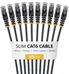 StarTech Patch Cord StarTech N6PAT100CMBKS10PK, UTP, Cat. 6, 1 m, Black, 10 bucati (N6PAT100CMBKS10PK) - flax