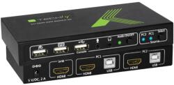 Techly Switch KVM Techly IDATA KVM-HDMI2U, 2x1 HDMI/USB, Black (IDATA-KVM-HDMI2U)