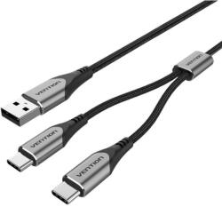 Vention USB 2.0 to Dual USB-C Y-Splitter Cable 0.5m Gray Aluminum Alloy Type (CQOHD)