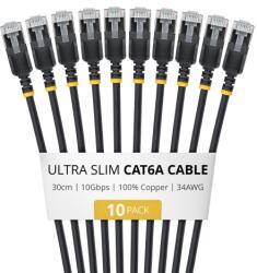 StarTech Patch Cord StarTech 6ASTP34BKS15CM10PK, U/FTP, Cat. 6a, 0.15 m, Black, 10 bucati (6ASTP34BKS15CM10PK) - flax