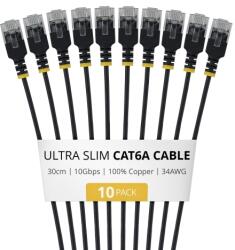 StarTech Patch Cord StarTech 6AUTP34BKS15CM10PK, UTP, Cat. 6a, 0.15 m, Black, 10 bucati (6AUTP34BKS15CM10PK)