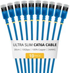 StarTech UTP CAT6A Összekötő Kék 30cm 10 db 6ASTP34BLS30CM10PK (6ASTP34BLS30CM10PK)