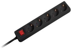  Prelungitor 5 prize Schuko cu impamantare, cablu 3x1.5mm2, lungime 1.5m, intrerupator ON/OFF, protectie prize pentru copii, negru, OL5G15 (OL5G15)