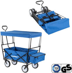 Leziter Cărucior de plajă pliabil de grădină cu acoperiș albastru (LSZKT0101-BLUE)