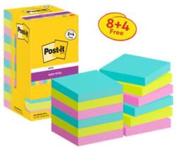 Post-it Notițe autoadezive Post-it puternice, 76 mm x 76 mm, 90 de coli per notiță, Cosmic, 12 notițe per pachet