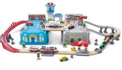 Hape Set trenuleț din lemn în cutie Panorama Orașului (OLP1088E3773Y) Trenulet