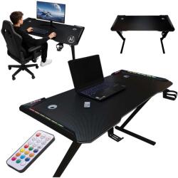 Ikonka Home Birou de gaming cu iluminare LED RGB și suporturi pentru căști și pahar, 120 × 60 cm IK-KX2639 (KX2639)