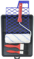 Strend Pro Set de vopsit, Strend Pro Brosse PS012A, 6 piese: trafalet 178 mm, mâner pentru trafalet 290 mm, tavă 34, 5 x 25 x 7 cm, 2 pensule plate, grilă de stoarcere