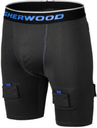 SHER-WOOD Pantali scurți de compresie cu suspensor (jockstrap) Hat Trick Compressi Jock Short Black Junior L
