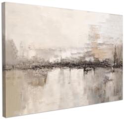 CHDITB Absztrakt Vászonkép Bézs-Fekete Faldekoráció Nappali Hálószoba Iroda Modern Boho Stílusú Fali Kép 59x39 cm