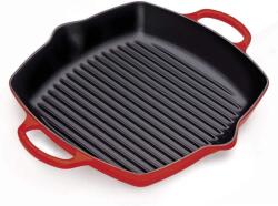 Le Creuset Signature magas négyzetes öntöttvas grillserpenyő segédfogantyúval, 30 cm, cseresznyepiros
