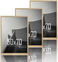 VUVUZULA Képkeret 50x70 cm Természetes Tölgyfa MDF Fotoráma Fa Képkeret 3 db-os Szett