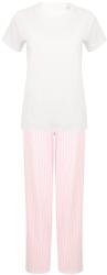 Towel City Pijama lungă de bumbac pentru femei - Albă / roz | XL (TC053-1000251574)