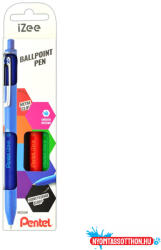 Pentel Golyóstoll nyomógombos 0, 35mm, Pentel iZee 4 db-os kék, piros, fekete, zöld - nyomtassotthon