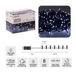  Karácsonyi fényfüzér 15 m, 300 LED - hideg fehér (LED9515)