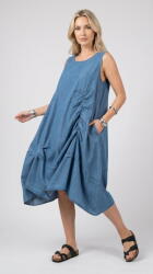 SHOPIKA Rochie midi din jeans deschis cu fronseuri decorative Talie unica