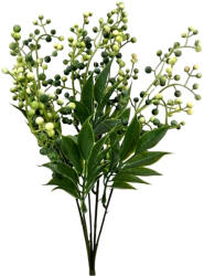  Műzöld bogyós csokor, fehér. Teljes hossza kb. 33 cm