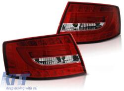  Tuning LED hátsó lámpa szett Audi A6 C6 04.2004-2008 sedan, gyári LED-es változathoz (7-pines csatlakozó), bal és jobb (ABAUTX6010040)