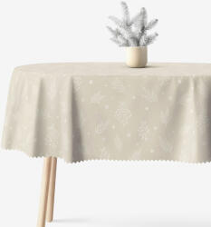 Goldea față de masă de crăciun impermeabilă - crenguțe de iarnă pe latte - ovală 140 x 220 cm Fata de masa