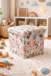 Unic Spot Taburet cu spatiu depozitare Cats, multicolor, 38x38x37.5 cm