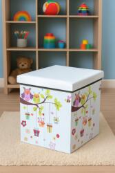 Unic Spot Taburet cu spatiu depozitare Design Owls, multicolor, 38x38x37.5 cm