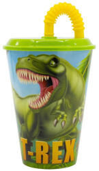 Dinoszaurusz T-Rex szívószálas pohár, műanyag 430 ml