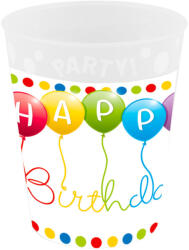 Boldog Születésnapot Happy Birthday Streamers micro prémium műanyag pohár 250 ml