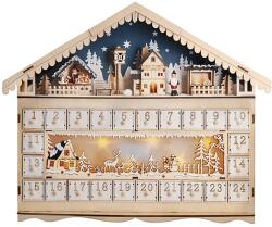 Solight calendar advent LED în formă de cabană montană, 10× LED, 50 × 40 cm