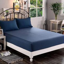 Kotonia Home Husa de pat cu elastic Kotonia Home Hotel, 100% bumbac, Damasc DeLux Saten, bleumarin, 180×200+30 cm (004302-180)