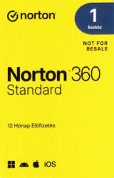 Symantec 360 Standard 10GB, 1 felhasználó, 1 eszköz, 1év (Aktiváló kulcs) (NORTON360STDCRD)