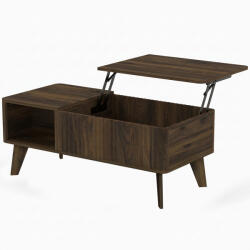 HomCom Masă de Cafea Rabatabilă cu Compartiment Ascuns Rafturi Deschise Față Frontală Ondulată 100x48x41-56 cm Nuc | Aosom Romania (83B-918V80WN) Masa de cafea