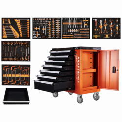 Pro-Tech Szerelőkocsi szerszámokkal, 7 fiókkal és szekrénnyel, 258 db Pro-Tech TOOLS PT40894G (PT40894G)