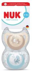 Nuk Suzetă din silicon First Choice 0-6 luni, 2 buc. , Ursuleț/Liliac de apă
