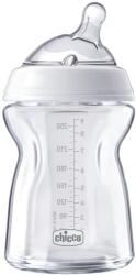 Chicco Biberon din sticlă cu sistem dublu anti-colici 250 ml, de la 0 luni, Natural Feeling 0239
