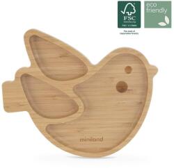 Miniland Eco Friendly Farfurie din lemn cu ventuză Păsărică 89473 Set pentru masa bebelusi