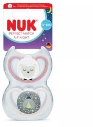 Nuk Suzetă din silicon Perfect Match 0-6 luni, 2 buc. , AIR Night, Oiță