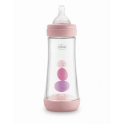 Chicco Biberon cu tetină din silicon Perfect 5 pentru fetițe 300 ml. 0262