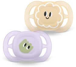 Philips Suzete ortodontice, 2 buc. Ultra Start (0-2 luni) + cutie de sterilizare cu design ochișori pentru fetițe