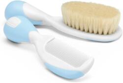 Chicco Pieptene și perie pentru bebeluși din păr natural - albastru