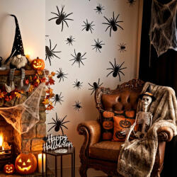  Halloween-i dekoráció - pók szett - öntapadós - fekete - 30 db / csomag (56587A)
