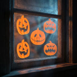  Halloween-i 3D gél ablakdekoráció - tök - 30 x 30 cm - 9 db / csomag (56615A)