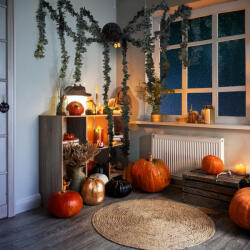  Halloween-i dekoráció - fekete pók - papír - 75 x 13 cm (56582)