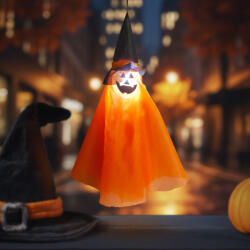  Halloween-i világító dekoráció - tök - felakasztható - RGB LED - 70 x 50 cm (56596A)