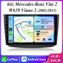 Junsun Autós Multimédia Navigáció Mercedes Vito 2 W639 / Viano 2 2003-2015 4GB+64GB 10" IPS Android Wireless CarPlay Android Auto WiFi