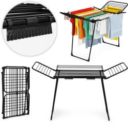 ModernHome Ruhaszárító, ModernHome BJ-1925, fekete, 25 m szárítási terület, összecsukható, csipesztartóval, acél váz, 20 kg teherbírás, 60 cm szélesség (TF5038) Ruhaszárító